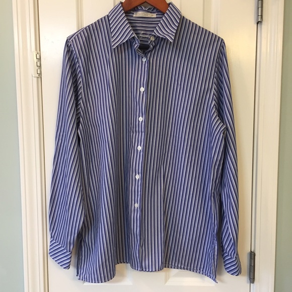 Foxcroft 14 Wrinkle Free stripe Button down - Picture 1 of 3